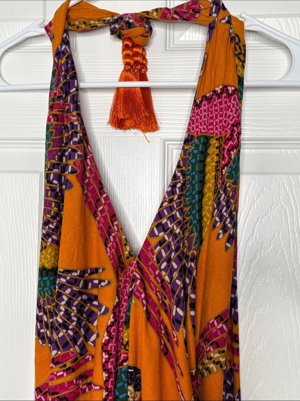Farm Rio Orange Macaw Print Halter Dress Size XL - Picture 2 of 5